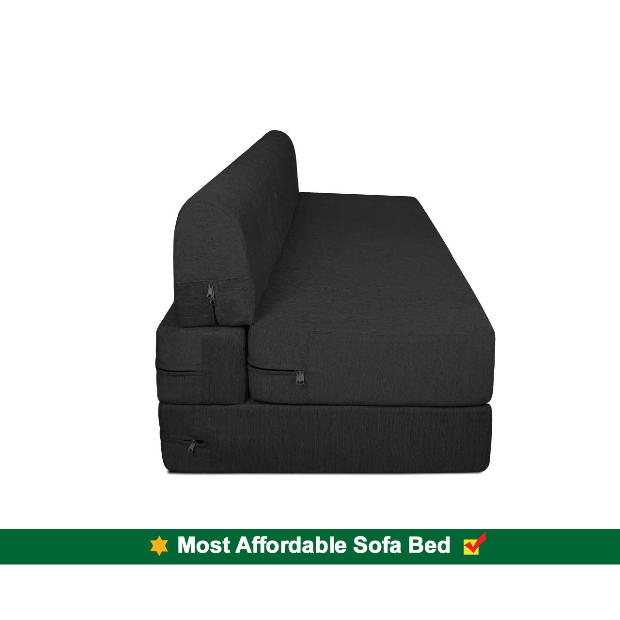 Sofa Cum Beds: 3 SEATER SOFA CUM BED-Black with Free micro fiber Designer cushions