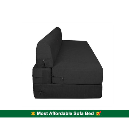 Sofa Cum Beds: 3 SEATER SOFA CUM BED-Black with Free micro fiber Designer cushions