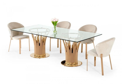 Dining Table: Axer Modern Glass & Rosegold Dining Table