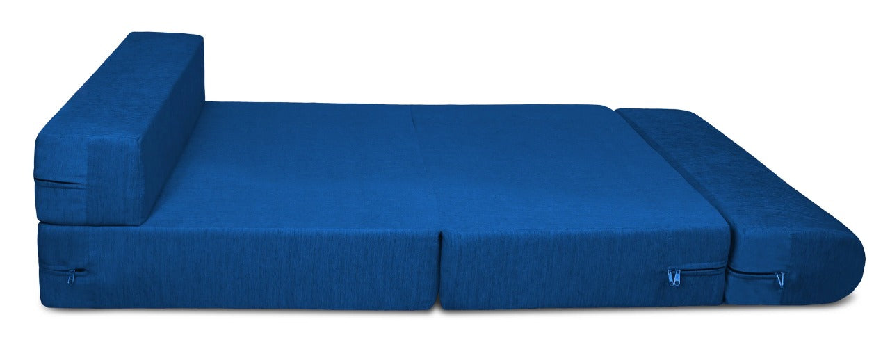 Sofa Cum Beds: 1 Seater Sofa Bed- R.Blue - 2.5ft x 6ft with Free micro fiber Designer cushions