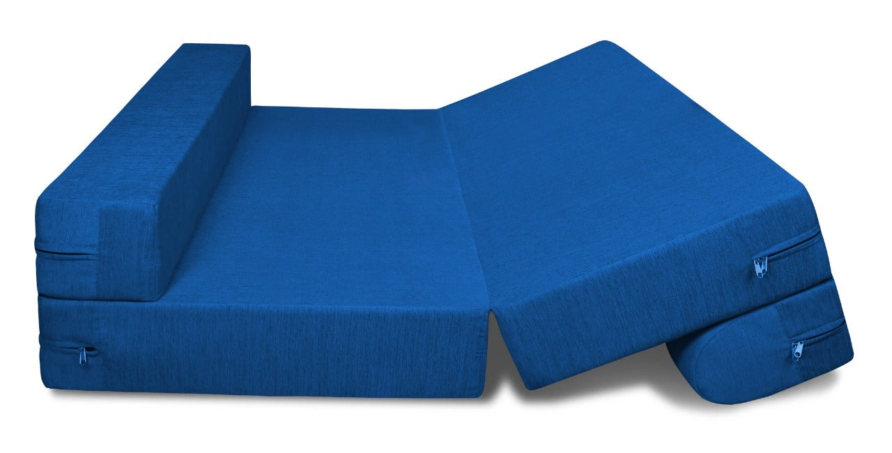 Sofa Cum Beds: 2 Seater Sofa Bed-Royal Blue- 4ft x 6ft with Free micro fiber Designer cushions