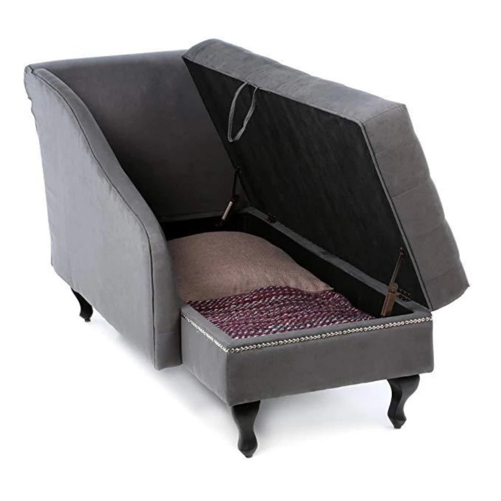 Chaise Lounge: Contemporary Suede Upholstered Seat For Living Room