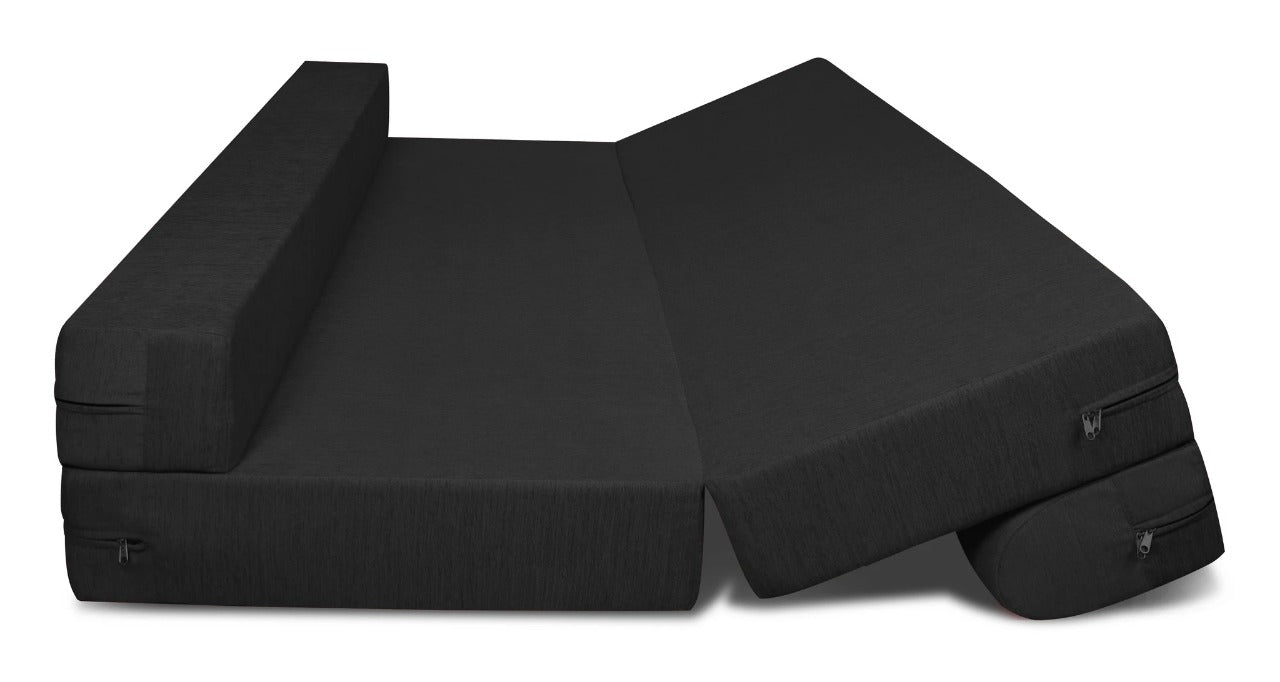 Sofa Cum Beds: 3 SEATER SOFA CUM BED-Black with Free micro fiber Designer cushions