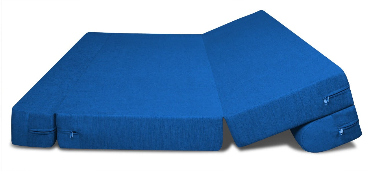 Sofa Cum Beds: 2 Seater Sofa Bed-Royal Blue- 4ft x 6ft with Free micro fiber Designer cushions