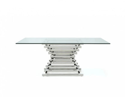 Dining Table: Cream Glass Dining Table