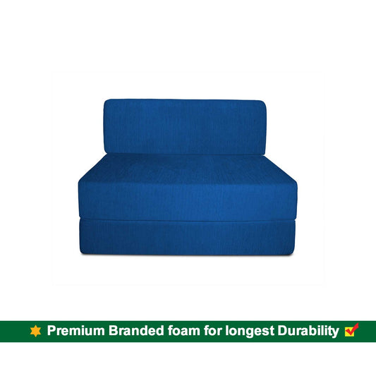 Sofa Cum Beds: 1 Seater Sofa Bed- R.Blue - 2.5ft x 6ft with Free micro fiber Designer cushions