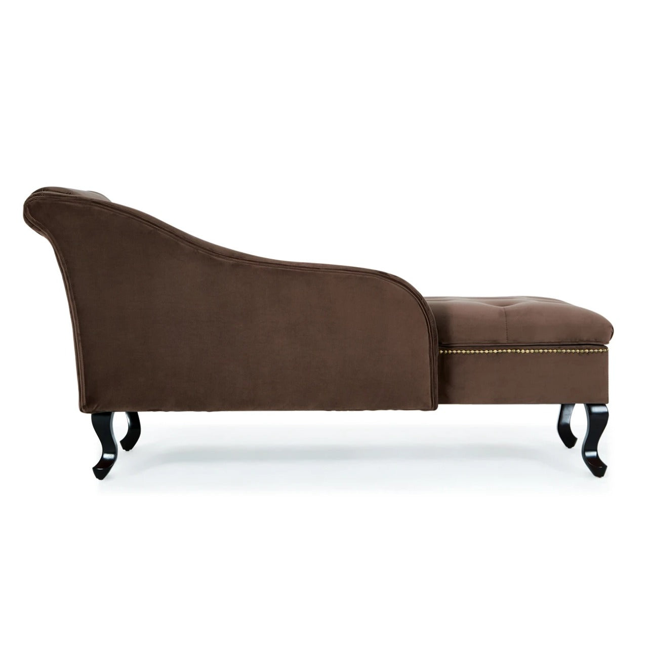 Tufted Chaise: Cozy Brown Velveteen Tufted Chaise Lounge