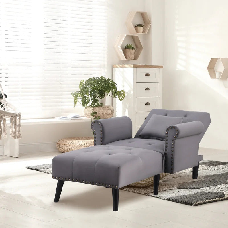 Chaise Lounge: Cannon Tufted Round Arms Reclining Chaise Lounge