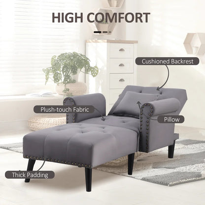 Chaise Lounge: Cannon Tufted Round Arms Reclining Chaise Lounge