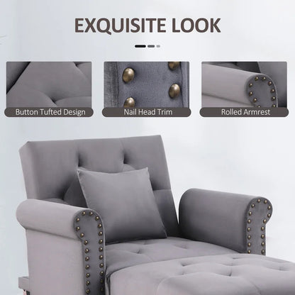 Chaise Lounge: Cannon Tufted Round Arms Reclining Chaise Lounge