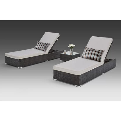 Chaise Lounge: Fomitet 74.8'' Long Reclining Single Chaise with Cushions and Table (Set of 2)