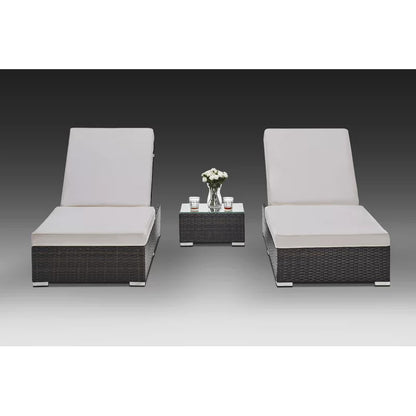 Chaise Lounge: Fomitet 74.8'' Long Reclining Single Chaise with Cushions and Table (Set of 2)