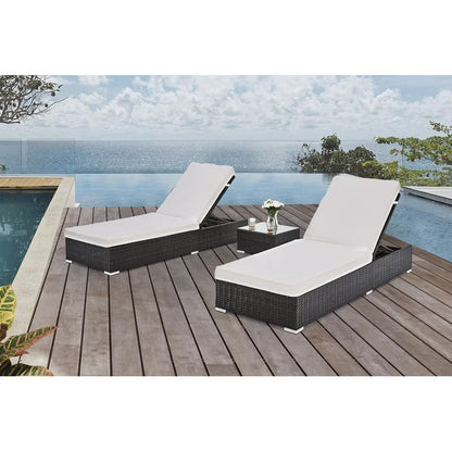 Chaise Lounge: Fomitet 74.8'' Long Reclining Single Chaise with Cushions and Table (Set of 2)
