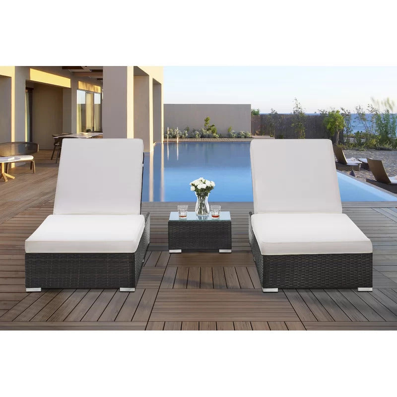 Chaise Lounge: Fomitet 74.8'' Long Reclining Single Chaise with Cushions and Table (Set of 2)