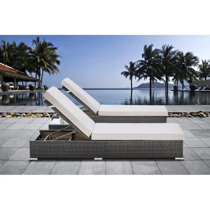 Chaise Lounge: Fomitet 74.8'' Long Reclining Single Chaise with Cushions and Table (Set of 2)