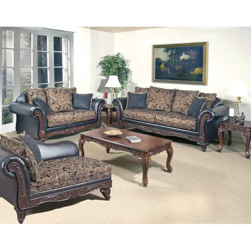 Chaise Lounge: Lemani Floral Left-Arm Chaise Rolled Arms Chaise Lounge