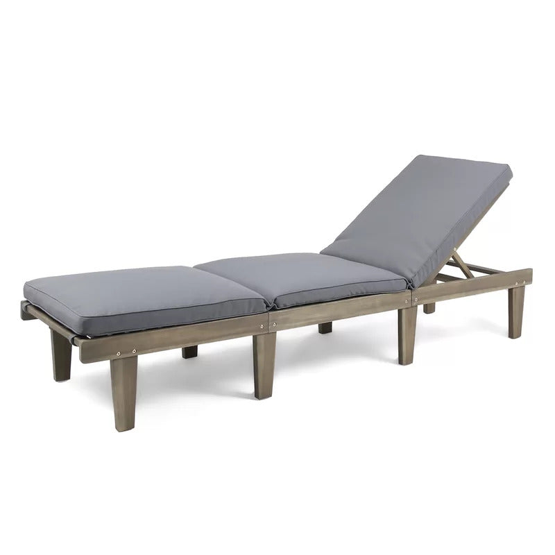 Chaise Lounge: Maeshello 78.74'' Long Reclining Acacia Chaise Lounge Set with Cushions (Set of 2)