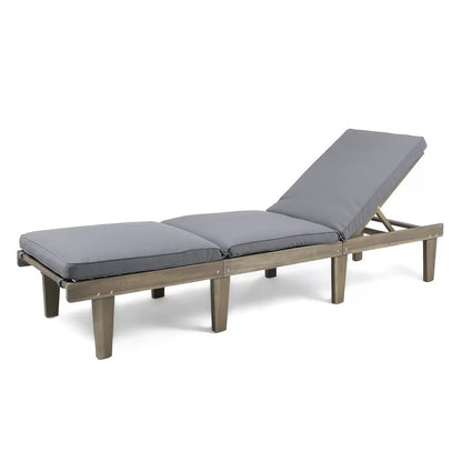 Chaise Lounge: Maeshello 78.74'' Long Reclining Acacia Chaise Lounge Set with Cushions (Set of 2)