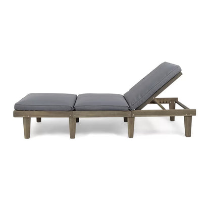 Chaise Lounge: Maeshello 78.74'' Long Reclining Acacia Chaise Lounge Set with Cushions (Set of 2)