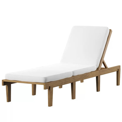 Chaise Lounge: Maeshello 78.74'' Long Reclining Acacia Chaise Lounge Set with Cushions (Set of 2)