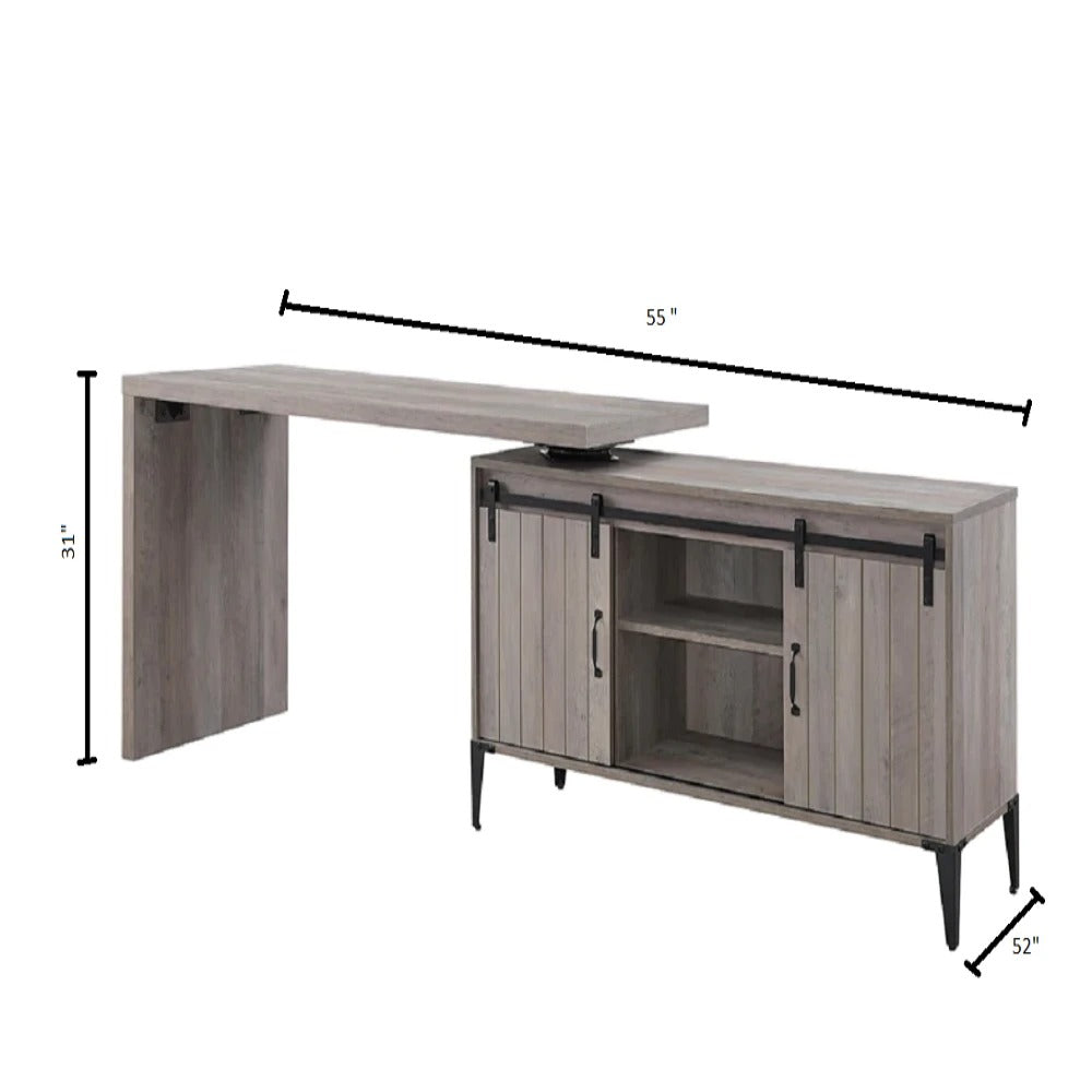 Computer Desk: Gray And Blackish Computer Desk With Sliding Barn Door