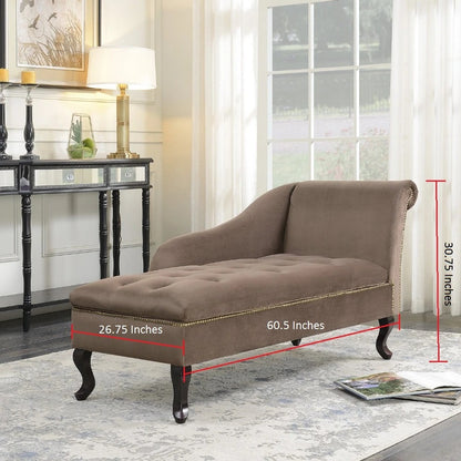 Tufted Chaise: Cozy Brown Velveteen Tufted Chaise Lounge