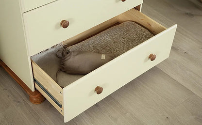 Chest Of Drawers: Cream and Pine 5 Drawer Chest of Drawers