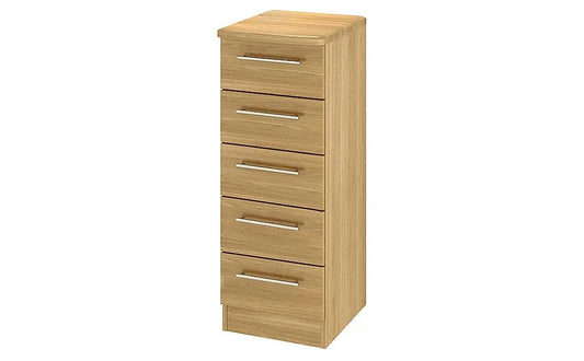 Chest Of Drawers Modern Oak Narrow 5 Drawer