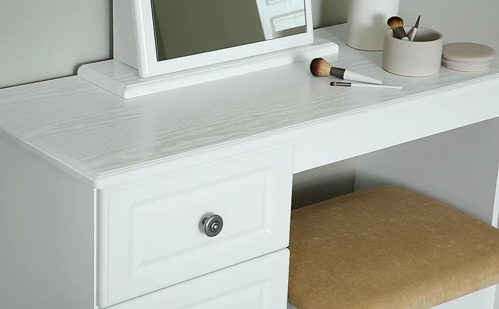 Chest Of Drawers: White Double Pedestal 6 Drawer Dressing Table
