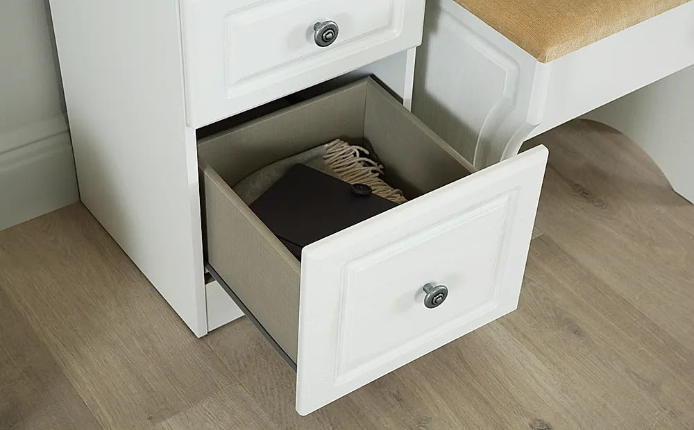 Chest Of Drawers: White Double Pedestal 6 Drawer Dressing Table