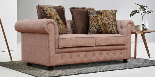 3 Seater Sofa Set:- Chesterfield Fabric Sofa Set (Beige)