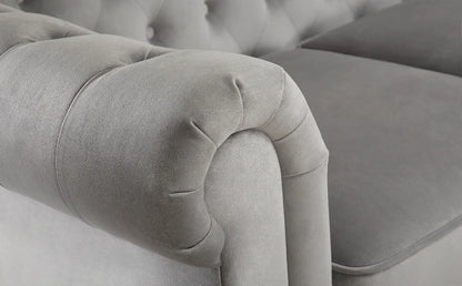 Chesterfield Sofa Set : Grey Velvet 3+2 Seater Chesterfield Sofa Set