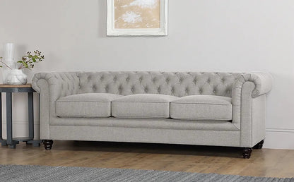 Chesterfield Sofa Set: Light Grey 3 Seater Sofa Set