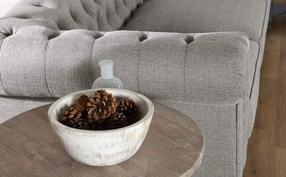Chesterfield Sofa Set: Light Grey 3 Seater Sofa Set