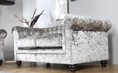 Chesterfield Sofa Set: Chestnut Leatherette 2 Seater Sofa Set