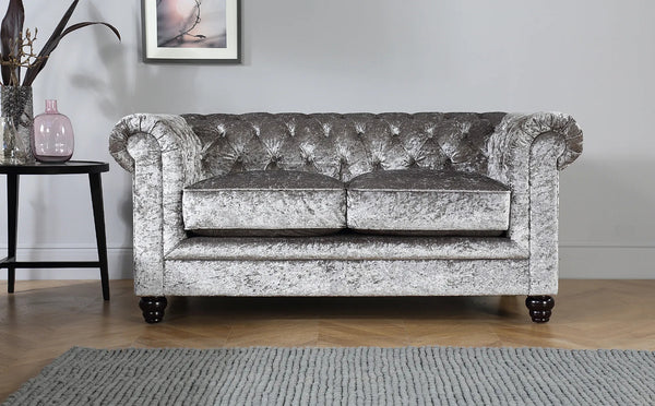 Chesterfield Sofa Set: Chestnut Leatherette 2 Seater Sofa Set