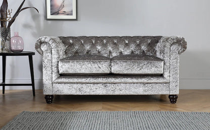 Chesterfield Sofa Set: Chestnut Leatherette 2 Seater Sofa Set