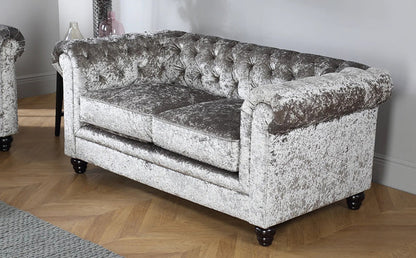 Chesterfield Sofa Set: Chestnut Leatherette 2 Seater Sofa Set