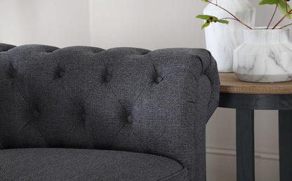 Chesterfield Sofa Set : Slate Grey Fabric 3 Seater Chesterfield Sofa