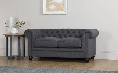 Chesterfield Sofa Set : Slate Grey Fabric 3+2 Seater