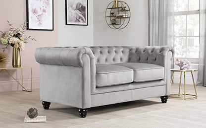 Chesterfield Sofa Set: Solid Wood Fabric 3 Seater Sofa Set