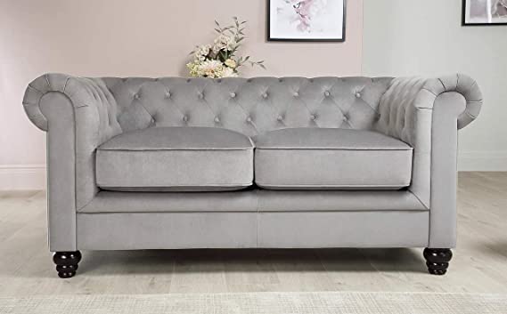 Chesterfield Sofa Set: Solid Wood Fabric 3 Seater Sofa Set