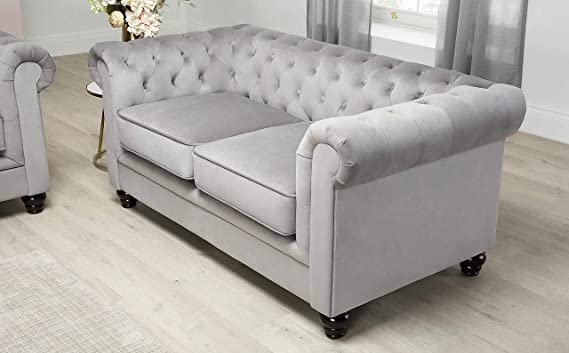 Chesterfield Sofa Set: Solid Wood Fabric 3 Seater Sofa Set