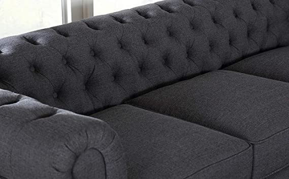 Chesterfield Sofa Set: Solid Wood Fabric 3 Seater Sofa Set
