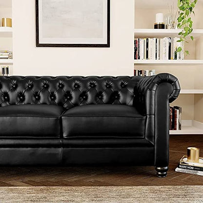 Chesterfield Sofa Set: Solid Wood Fabric 3 Seater Sofa Set