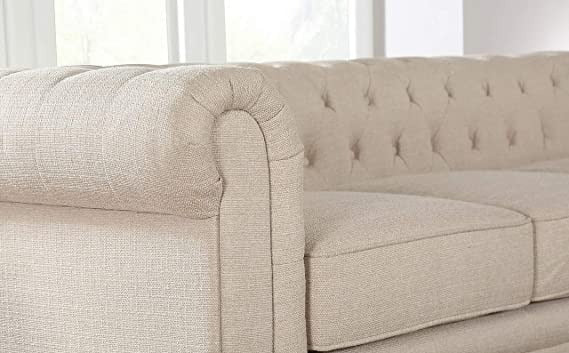 Chesterfield Sofa Set: Solid Wood Fabric 3 Seater Sofa Set