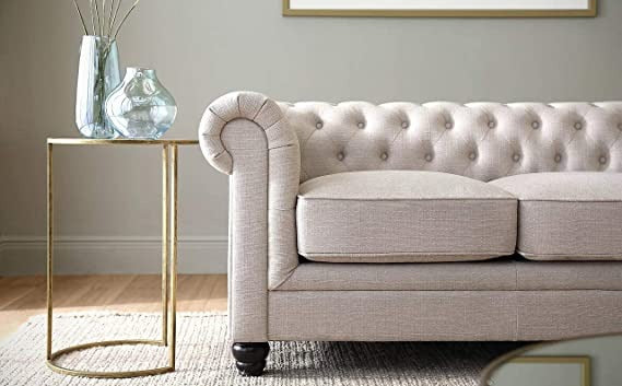 Chesterfield Sofa Set: Solid Wood Fabric 3 Seater Sofa Set
