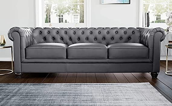 Chesterfield Sofa Set: Solid Wood Fabric 3 Seater Sofa Set