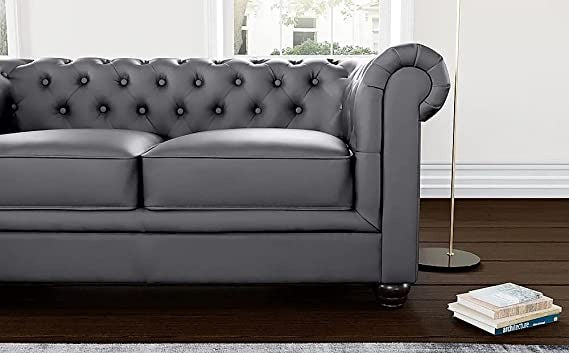 Chesterfield Sofa Set: Solid Wood Fabric 3 Seater Sofa Set