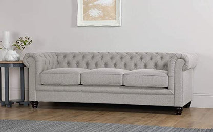 Chesterfield Sofa Set: Solid Wood Fabric 3 Seater Sofa Set